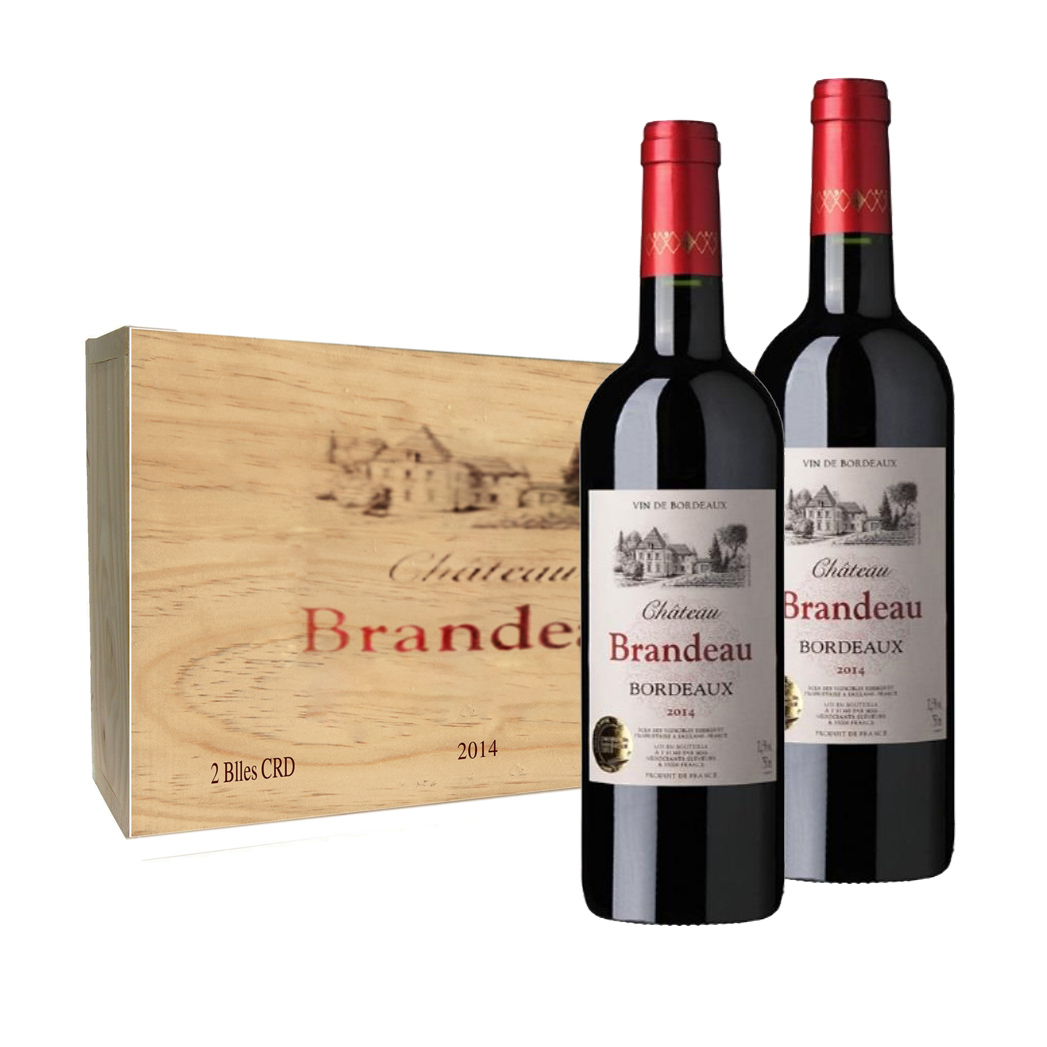 2 x Chateau Brandeau Bordeaux In Branded Wooden Box